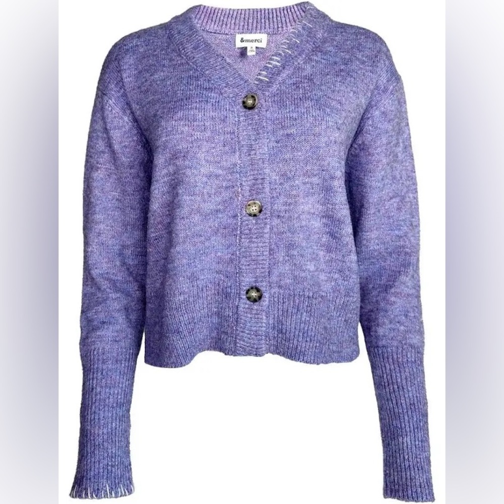 Boxy Knit Cardigan in Aurora Purple